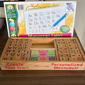 Melissa & Doug Wooden Alphabet Stamp Set - Red, Green, Pink